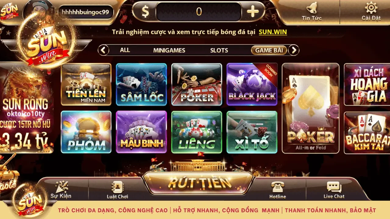 Các trò chơi Casino online trên Sunwin